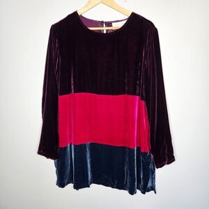 SILK LORE Velvet Tunic Top Blouse 1X Rich Jewel Tones Whimsygoth Dark Romantic